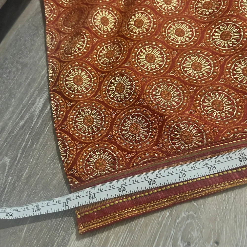 ✨Pier 1 Imports Burnt Orange & Gold Embroidered Table Runner –Elegant Boho Chic
